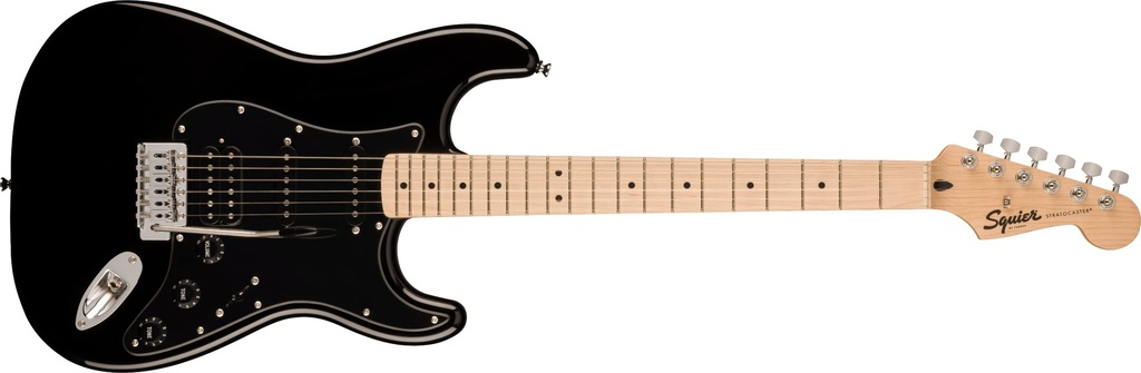 GUITARRA ELECTRICA FENDER, SERIE SQUIER , STRATOCASTER, COLOR NEGRO, TAPA BLANCA