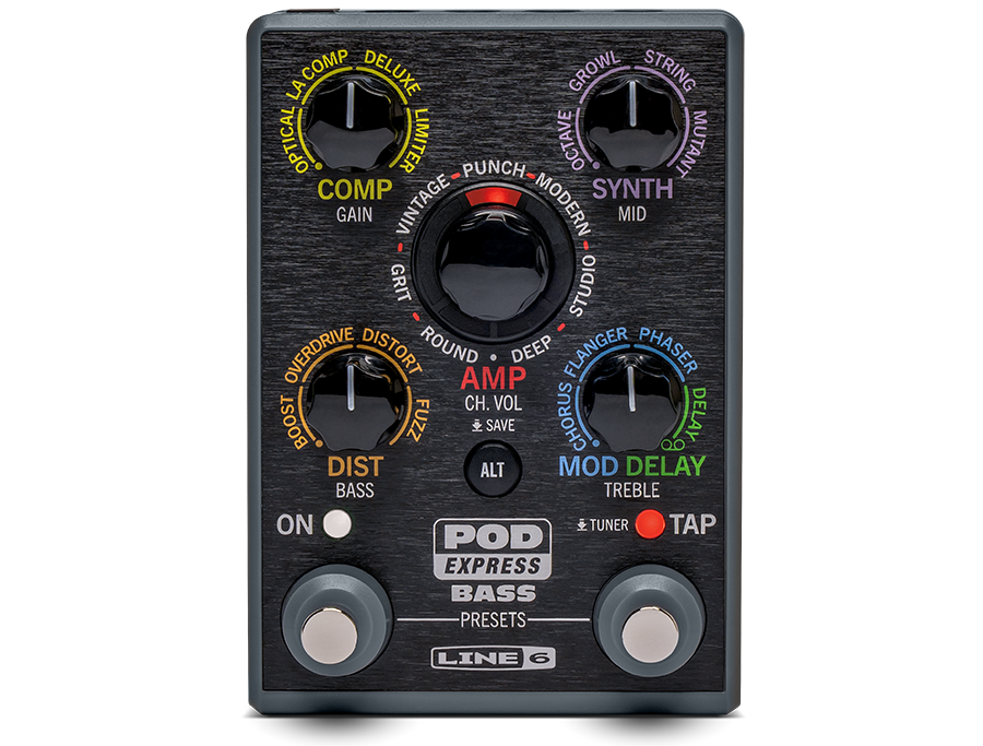PROCESADOR MULTI-EFECTOS LINE 6, SERIE EXPRESS BASS INT, PARA BAJO, 7 MODELOS DE AMPLIFICADORES, 7 PANTALLAS, 17 EFECTOS 17 EFECTOS DE DISTORSION, COMPRESION, SINTETIZADOR, MODULACION Y DELAY, INCLUYENDO UN LOOPER.