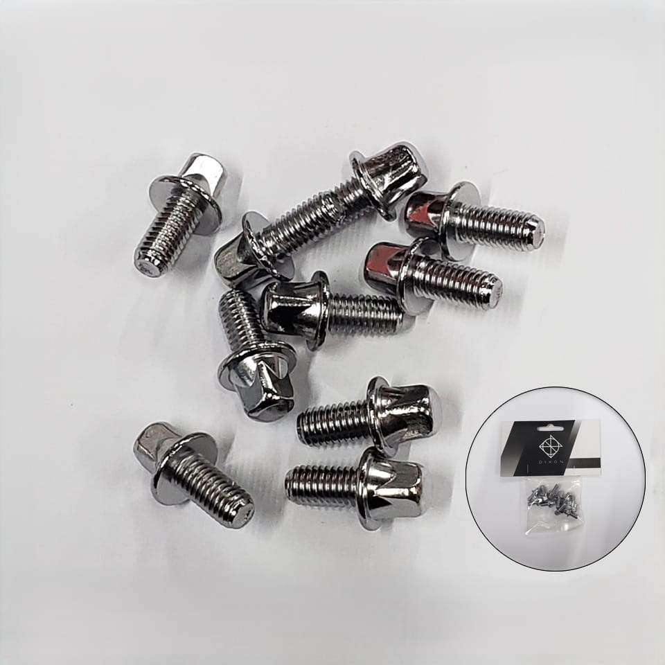 SET DE TORNILLOS DIXON, 10 PIEZAS, 10 MM, PARA USO EN VARIAS PARTES DE UNA BATERIA, PLATEADOS.