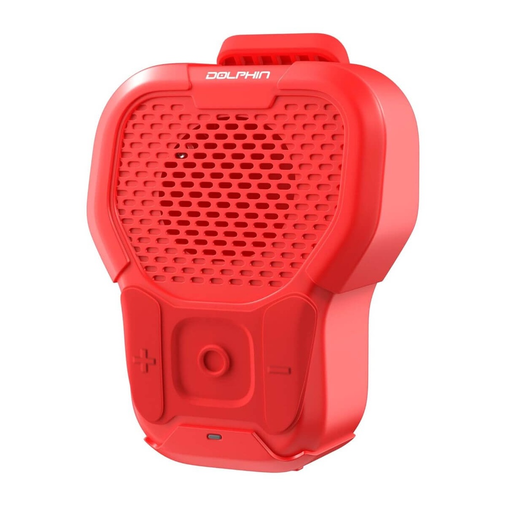 BOCINA BLUETOOTH DOLPHIN, PORTÁTIL, CLIP MAGNETICO, RESISTENTE AL AGUA, COLOR ROJO