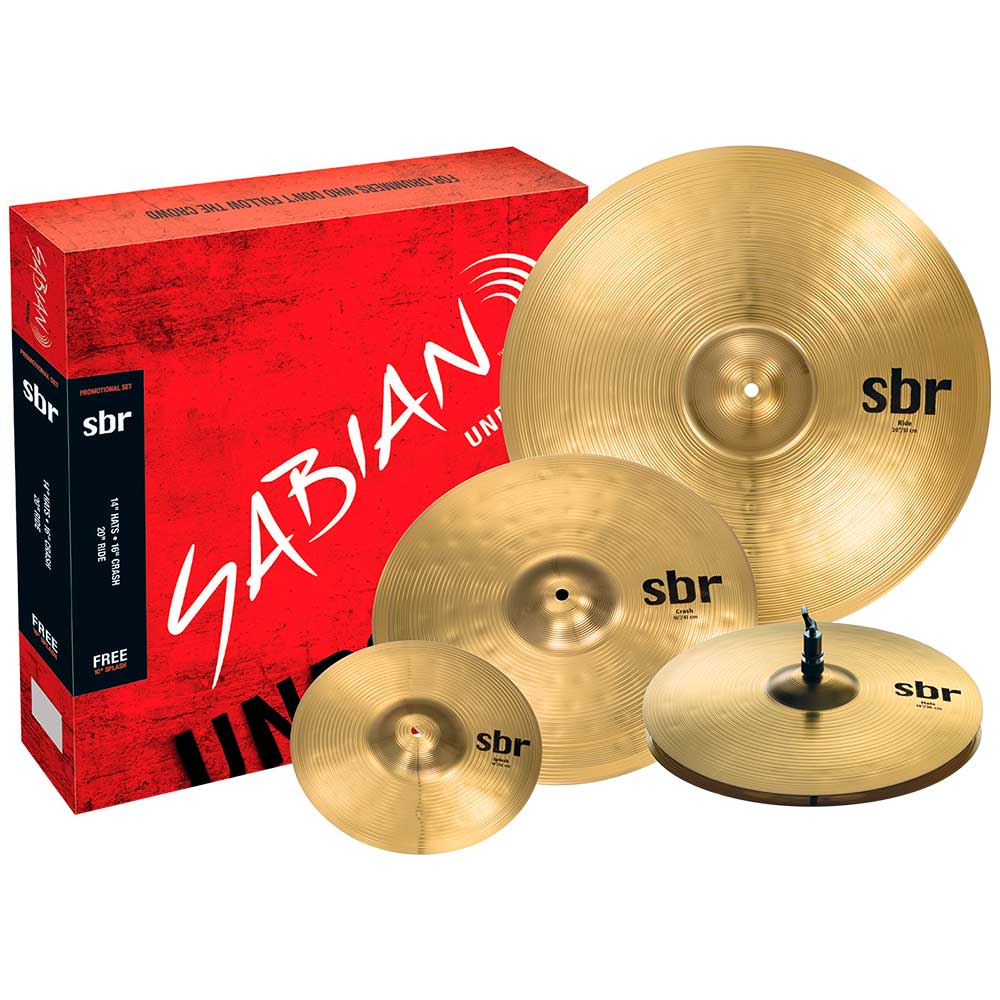 SET DE PLATILLOS SABIAN, SERIE SBR, MEDIDAS: 14,16,20 Y 10, LATÓN, ACABADO NATURAL.
