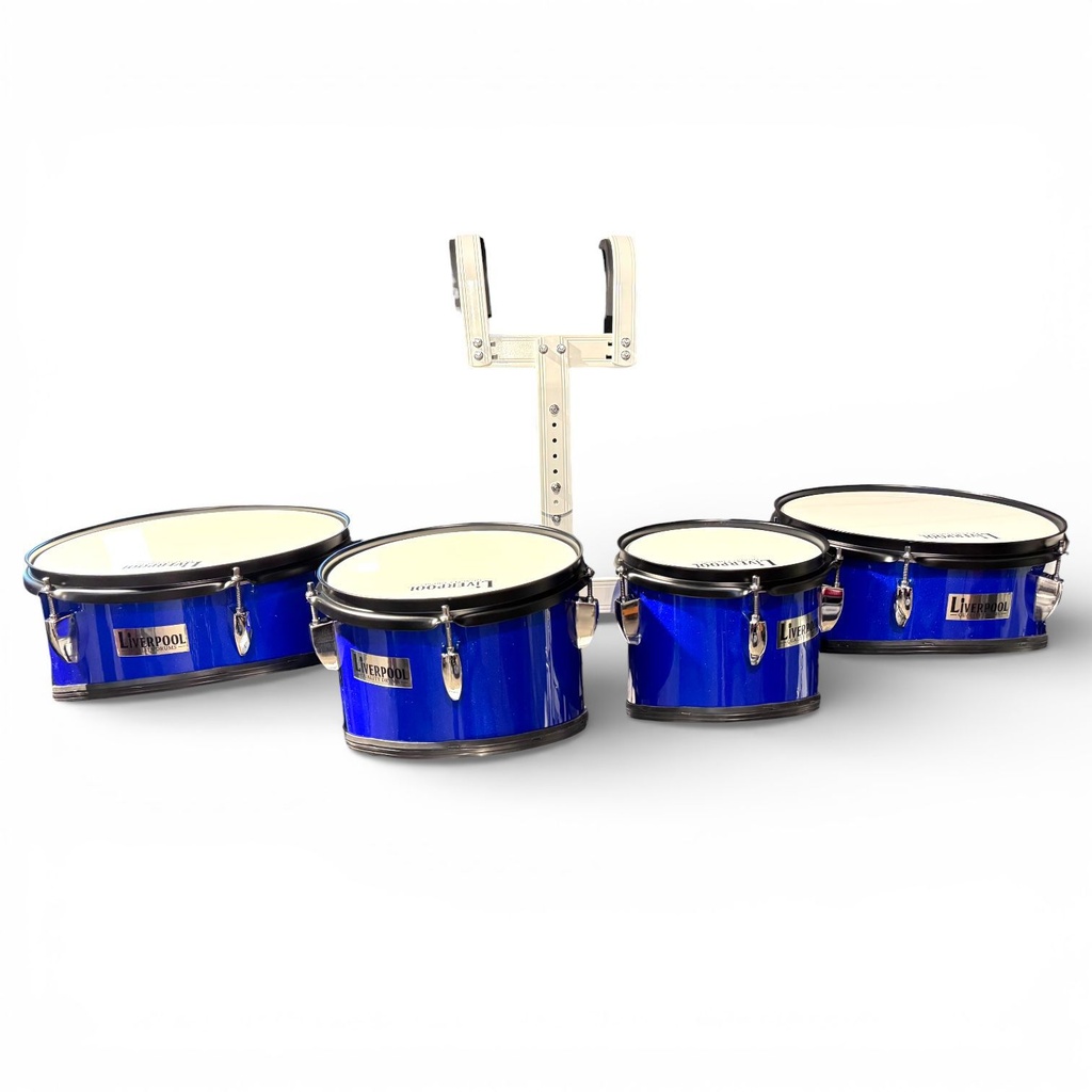 CUADRUPLE LIVERPOOL, PARA MARCHA, MULTITENOR DE 4 TAMBORES, COLOR AZUL