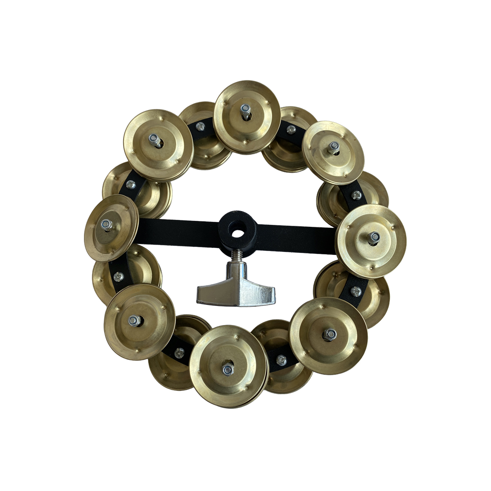 PANDERETA BOCHELI, PARA HI-HAT, ARO NEGRO, 16 DISCOS COLOR DORADOS