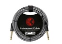 CABLE PARA INSTRUMENTO KIRLIN, TS 1/4 - TS 1/4, CAPA CUBIERTO DE TELA GRIS/ NEGRO, PLUG DORADO, 3 METROS, 24 AWG
