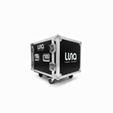 HARD CASE, RACK DE GIRA PROFESIONAL, LUNA, CON RUEDAS, 10U, COLOR NEGRO, ORILLAS COLOR PLATEADO.
