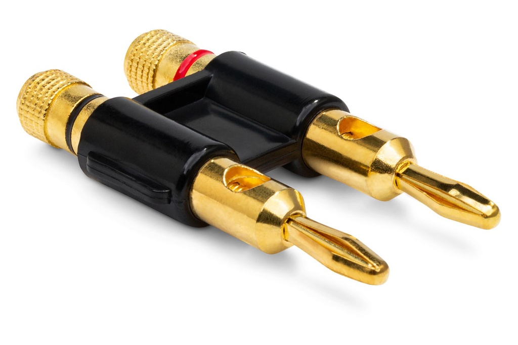 CONECTOR BANANA TMC, CON TORNILLO, DORADO DUO