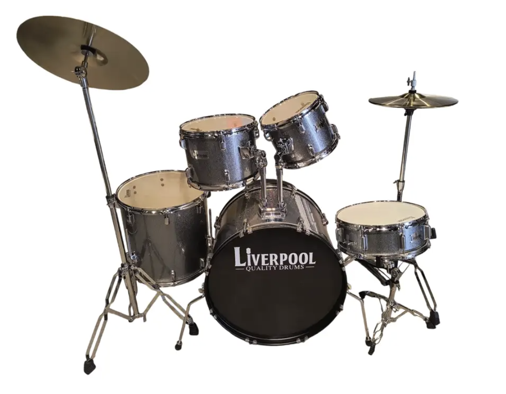 BATERIA ACUSTICA LIVERPOOL, 5PCS, GRIS PERLADO, ARO CROMADO