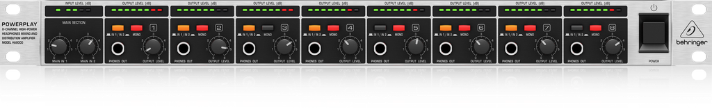 AMPLIFICADOR DE AUDIFONOS BEHRINGER, 8 CANALES, COLOR NEGRO