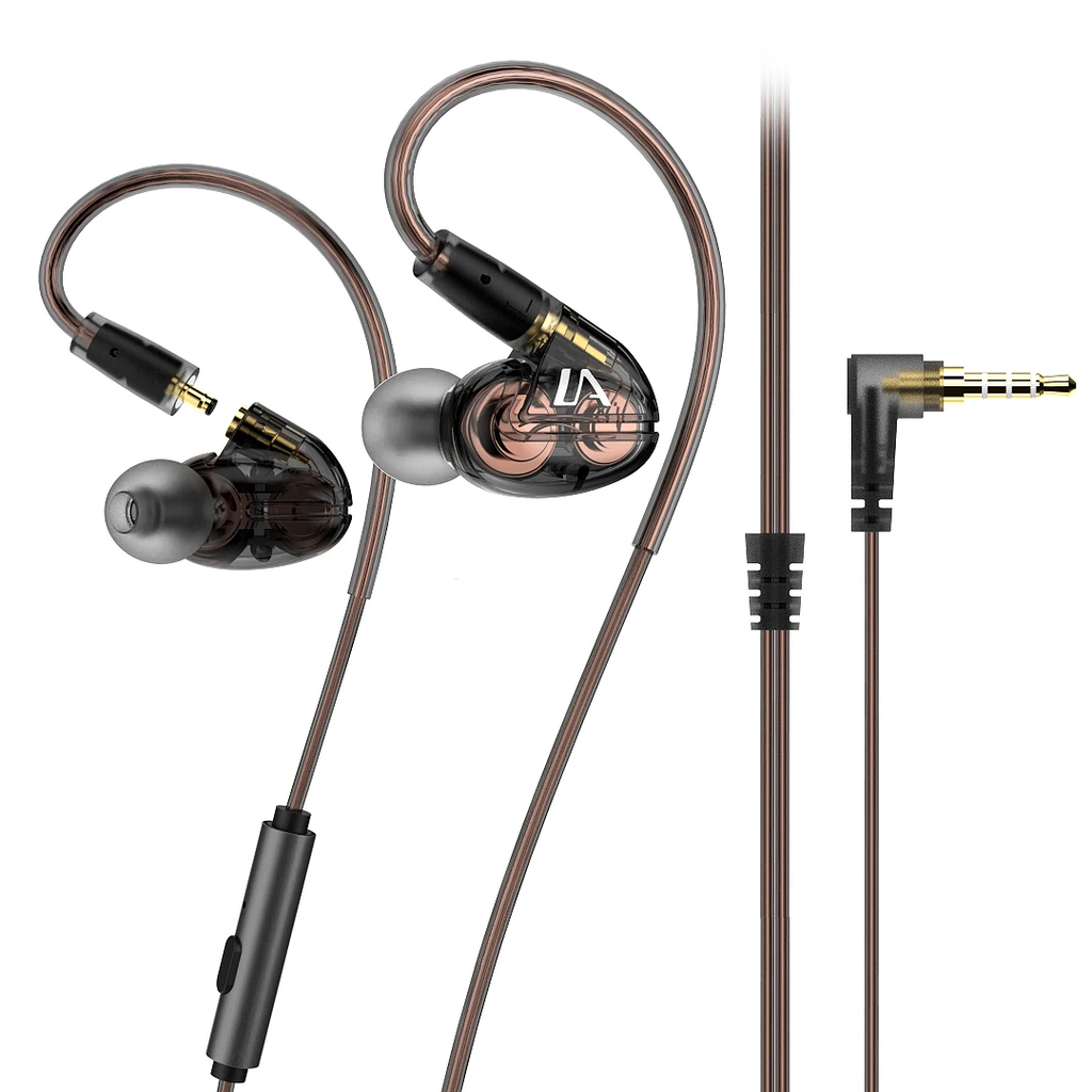 AUDIFONOS PROFESIONALES LAFITEAR, PARA MONITOREO PERSONAL, IN-EAR, COLOR NEGRO CLEAR