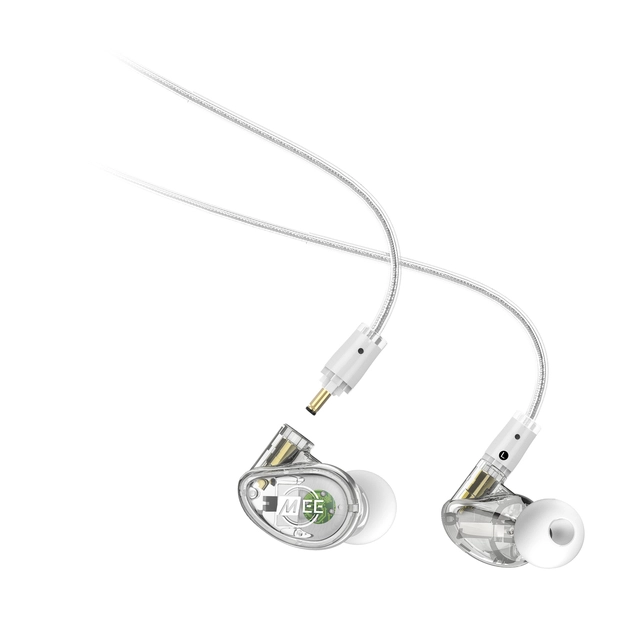 AUDIFONOS PROFESIONALES MEE AUDIO, SERIE MX1, PARA MONITOREO PERSONAL, COLOR TRANSPARENTE