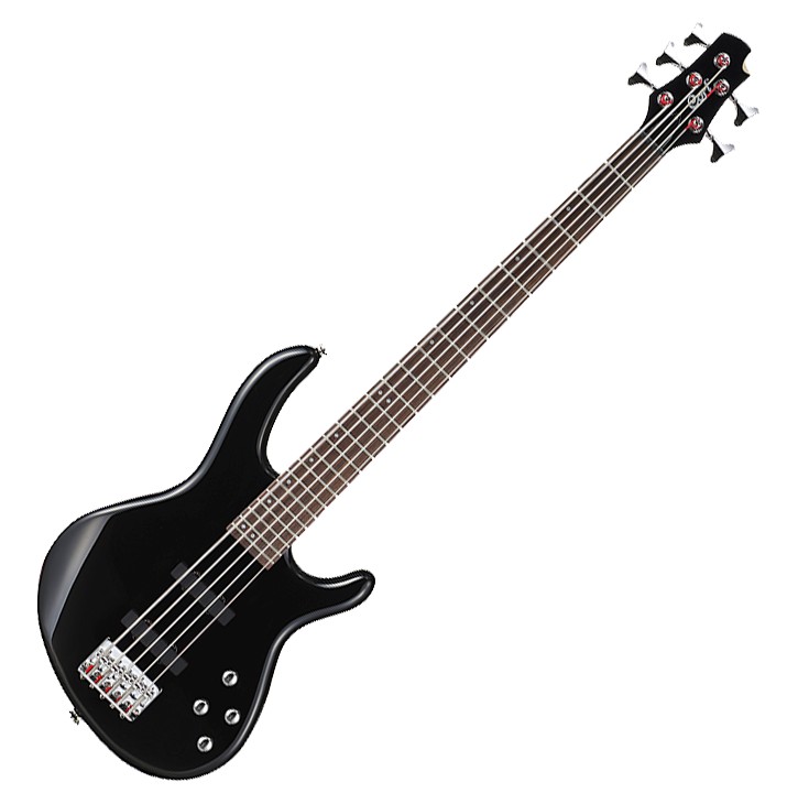 BAJO ELECTRICO CORT, 5 CUERDAS, ACTIVO, MADERA ALAMO, ARCE DURO Y JATOBA, COLOR NEGRO, CON FUNDA