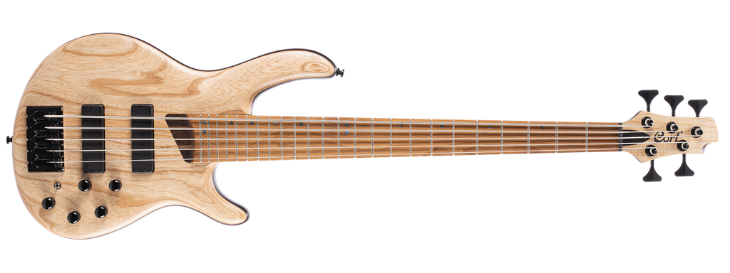 BAJO ELECTRICO CORT, 5 CUERDAS, SELECTOR DE ACTIVO Y PASIVO, PASTILLAS BARTOLINI, COLOR NATURAL PORO ABIERTO, INCLUYE FUNDA