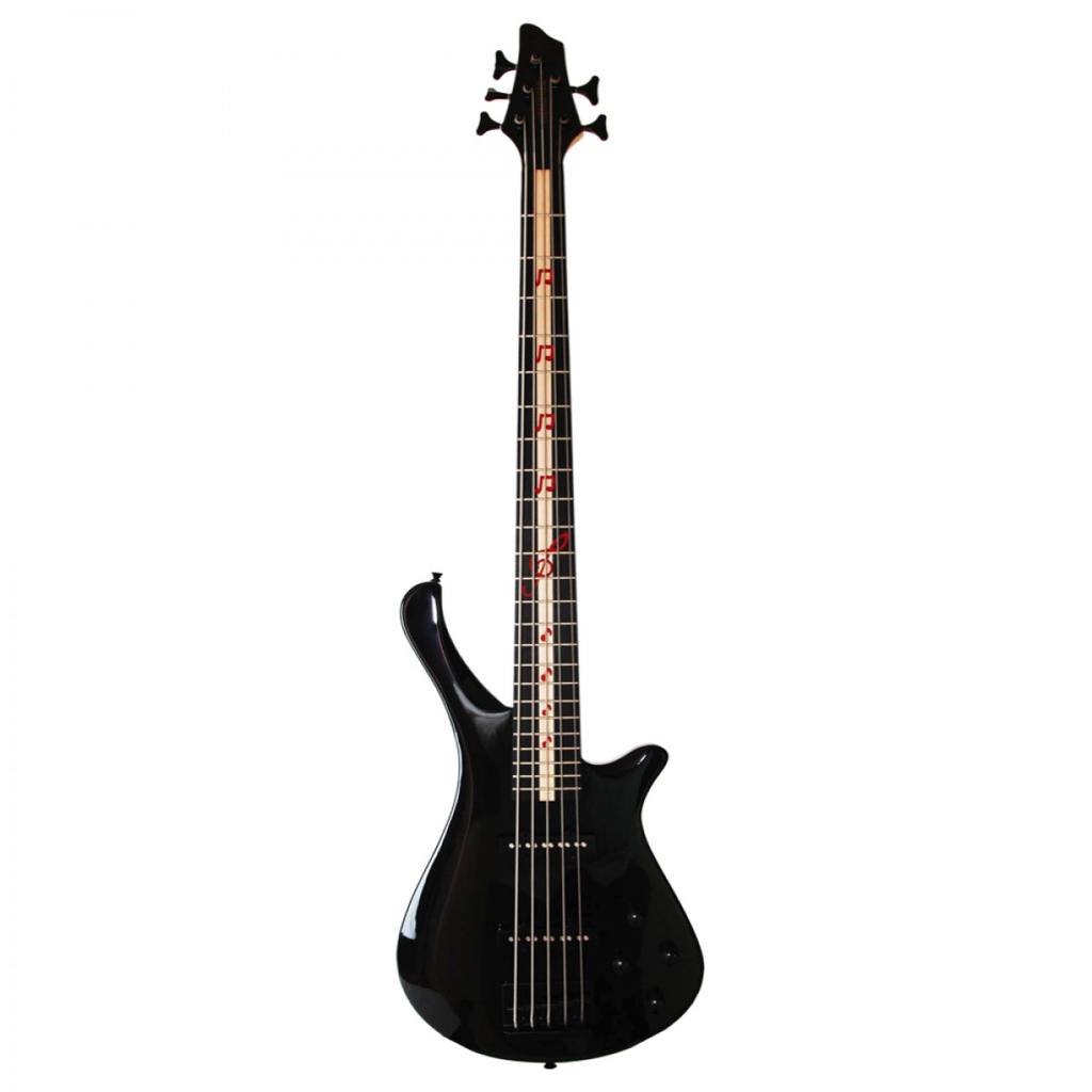 BAJO ELECTRICO HENDRIX, 5 CUERDAS, ACTIVO, COLOR NEGRO VETEADO, CON FUNDA