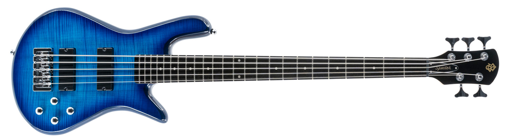 BAJO ELECTRICO SPECTOR, SERIE LEGEND, 5 CUERDAS, ACTIVO, MADERA ARCE, FRESNO, EBANO, COLOR MANCHA AZUL