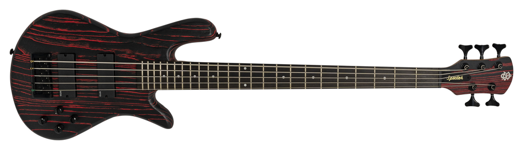 BAJO ELECTRICO SPECTOR, SERIE PULSE, 5 CUERDAS, ACTIVO, MADERA ARCE, FRESNO, EBANO, COLOR ROJO CENIZA