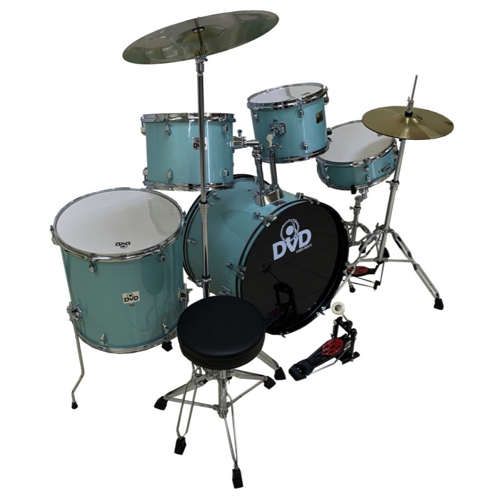 BATERIA ACUSTICA DVD, 5 PCS, SERIE HARD ROCK, CELESTE PERLADO