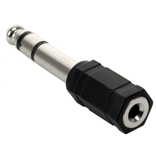 [P-111] ADAPTADOR NIPPON AMERICA, 3.5MM HEMBRA A PLUG 1/4 MACHO STEREO, PLASTICO, NEGRO
