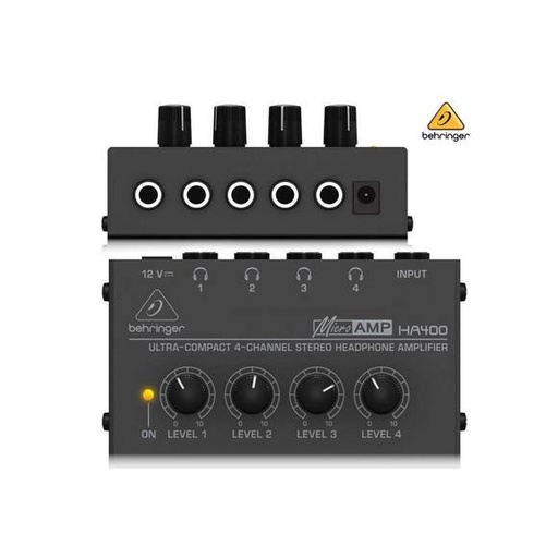 [HA400 MICROAMP] AMPLIFICADOR DE AUDIFONOS BEHRINGER, 4 SALIDAS, NEGRO