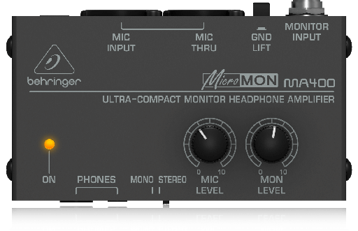 [MA400] AMPLIFICADOR DE AUDIFONOS BEHRINGER, SERIE MINIMON, 1 SALIDAS, ULTRA COMPACTO, NEGRO