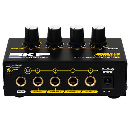 [HA-420] AMPLIFICADOR DE AUDIFONOS SKP, 4 SALIDAS, NEGRO