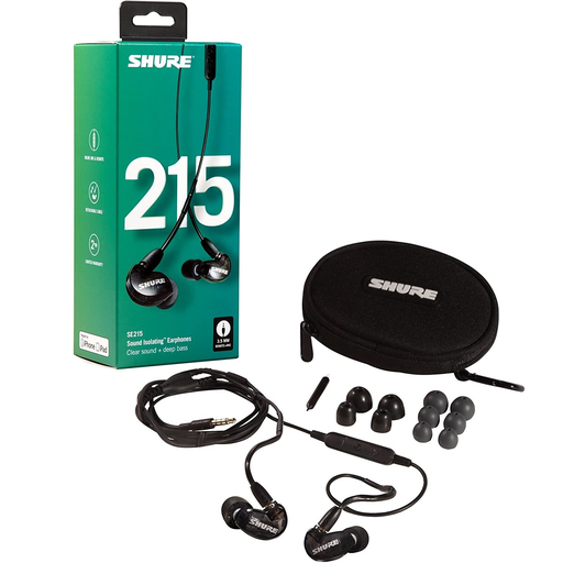 [SE215-K-UNI] AUDIFONOS PROFESIONALES SHURE, PARA MONITOREO PERSONAL, CON MICROFONO INCORPORADO, NEGRO