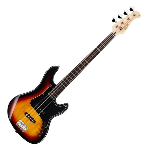 [GB34JJ 3TS] BAJO ELECTRICO CORT, 4 CUERDAS, ACTIVO, MADERA ALAMO, ARCE DURO Y JATOBA, COLOR 3 TONE SUNBURST, CON FUNDA