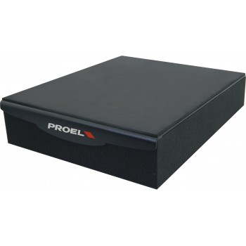 [ISOBLOK265MS] BASE Y AISLADOR PARA MONITOR DE ESTUDIO PROEL, CON ANTIDESLIZANTE, COLOR NEGRO