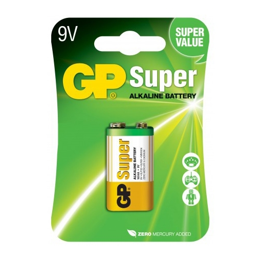 [GP1604A-5U1] BATERIA 9V GP, SUPER ALKALINA, 1PC