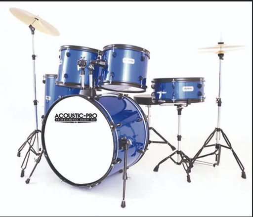 [RBC1601A-BL] BATERIA ACUSTICA ACUSTIC PRO, 5PCS, AZUL BRILLANTE, ARO NEGRO, INCLUYE PLATOS Y BANCO