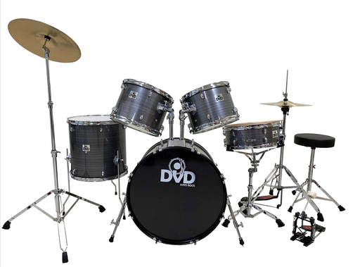 [BD-JBP0765B-SL-01] BATERIA ACUSTICA HARD ROCK DVD, 5PCS, GRIS LISO, ARO CROMADO