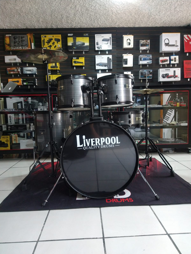 [JBP1601ALASI-SL] BATERIA ACUSTICA LIVERPOOL, 5PCS, GRIS LISO, ARO NEGRO