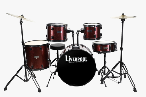 [JBP1601A-RD-005] BATERIA ACUSTICA LIVERPOOL, 5PCS, ROJO PERLADO, ARO NEGRO