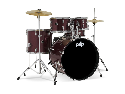 [PDCE2215KTRR] BATERIA ACUSTICA PDP, SERIE CENTER STAGE, 5PCS, COLOR RUDY RED SPARKLE, MEDIDAS: 22, 10,12,14,16
