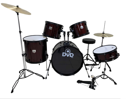 [BD-JBP0803-WR] BATERIA ACUSTICA RIOT DVD, 5PCS, VINO TINTO BRILLANTE, ARO NEGRO