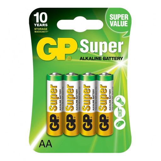 [GP15A-2U4] BATERIA GP, SUPER ALKALINA, 4 UNIDADES AA DE 1.5V