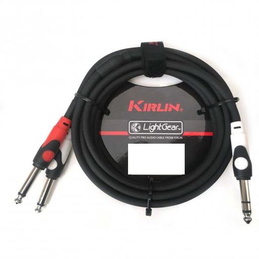 [LGY-336-6M/BK-24AWG] CABLE (Y) KIRLIN, TRS 1/4 - 2x TS 1/4 (TIP-RING), CAPA LISO NEGRO, 6 METROS