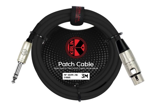[MP-484PR-6M-BK/ 24AWG] CABLE CONEXION UNICA KIRLIN, TRS 1/4 BALANCEADO - XLR HEMBRA, CAPA LISO NEGRO, 6 METROS, 24 AWG