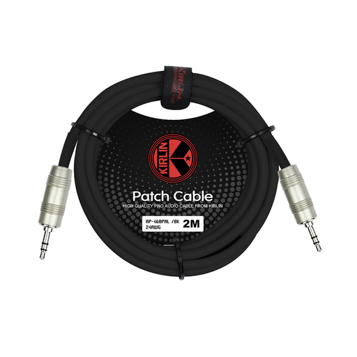 [AP-468PRL-2M/BK-24AWG] CABLE KIRLIN, TRS 1/8 - TRS 1/8, CAPA LISO NEGRO, 2 METROS