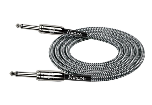 [IWCC-201PN-6M/BKA-20AWG] CABLE PARA INSTRUMENTO KIRLIN, TS 1/4 - TS 1/4, CAPA DE TELA GRIS RAYADO, 6 METROS