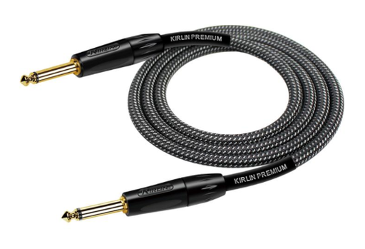 [IWB-201BFG-6M/CA-20AWG] CABLE PARA INSTRUMENTO KIRLIN, TS 1/4 - TS 1/4, CAPA DE TELA GRIS/ NEGRO, PREMIUM PLUS, 6 METROS,