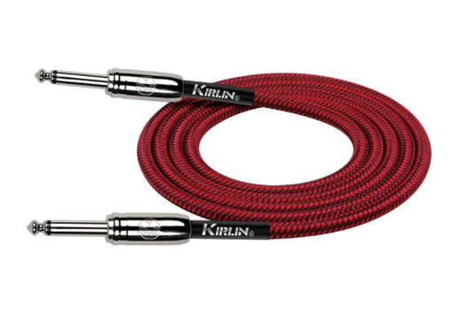 [IWCC-201PN-6M/RDA-20AWG] CABLE PARA INSTRUMENTO KIRLIN, TS 1/4 - TS 1/4, CAPA DE TELA ROJO RAYADO, 6 METROS