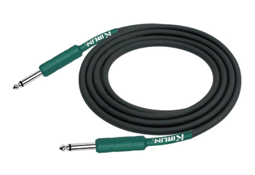 [IPCH-241-6M/HGR-24AWG] CABLE PARA INSTRUMENTO KIRLIN, TS 1/4 - TS 1/4, CAPA LISO NEGRO, GOMA DE PUNTAS VERDE, 6 METROS