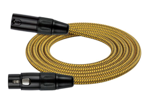 [MWC-270PB-6M/YEA-20AWG] CABLE PARA MICROFONO KIRLIN, XLR MACHO - XLR HEMBRA, CAPA DE TELA AMARILLO RAYADO, 6 METROS