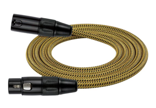 [MWC-270PB-6M/BYA-20AWG] CABLE PARA MICROFONO KIRLIN, XLR MACHO - XLR HEMBRA, CAPA DE TELA NEGRO Y AMARILLO RAYADO (TIGRE), 6 METROS