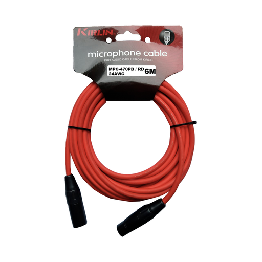 [MPC-470PB-6M/RD-24AWG] CABLE PARA MICROFONO KIRLIN, XLR MACHO - XLR HEMBRA, CAPA LISO ROJO, 6 METROS