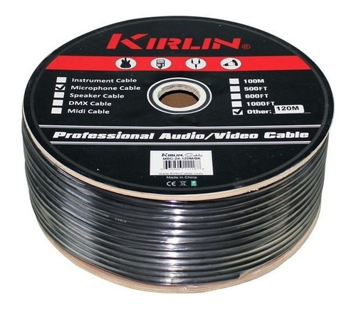 [MBC-20BK-20AWG-X METRO] CABLE PARA MICROFONO KIRLIN, XLR, CALIBRE 20,  3 LINEAS, POR METRO, NEGRO