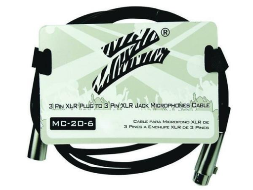 [MC-20-6] CABLE PARA MICROFONO STUDIO Z, XLR MACHO - XLR HEMBRA, NEGRO