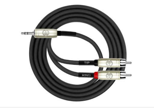 [Y-364PRL-2M/BK-24AWG] CABLE (Y) KIRLIN, (PARA MUSICA), KIRLIN, 1X TRS 1/8 - 2X RCA (TIP-RING), CAPA LISO NEGRO, 2 METROS