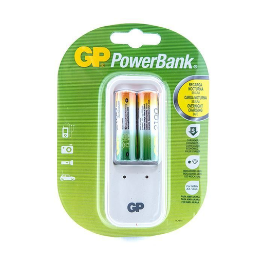 [GPPB410US210B-2LA2] CARGADOR GP, PARA BATERIAS AA, 110V, INCLUYE 2 BATERIAS AA 2100 MAH BLISTER