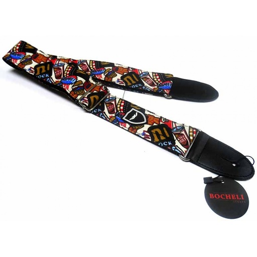 [WS-08F-FD] CINCHO BOCHELI, PARA GUITARRA/BAJO, CON DISEÑO DE ALIMENTOS